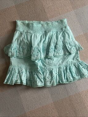 PQ Swim Mint Eyelet Tiered Ruffle Mini Skirt